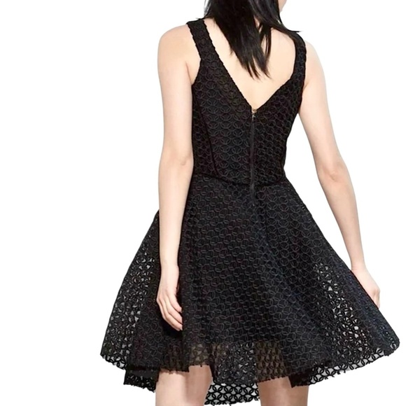 MAJE Ringo Basket Weave Lace Fit & Flare Dress Paris Sleeveless Black - Picture 2 of 11